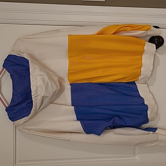 Adidas, sz L, women's cream colour block lightweight hooded zip up - Picture 3 of 4